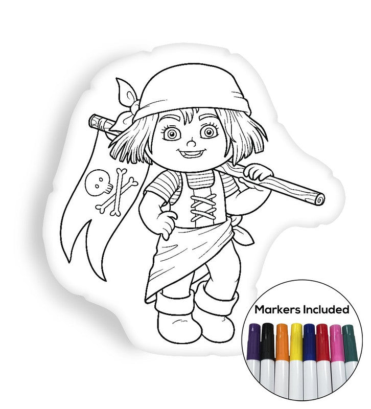 Pirate girl coloring pillow Made In USA