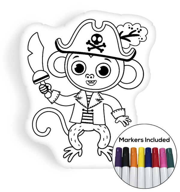 Pirate monkey coloring pillow Made In USA