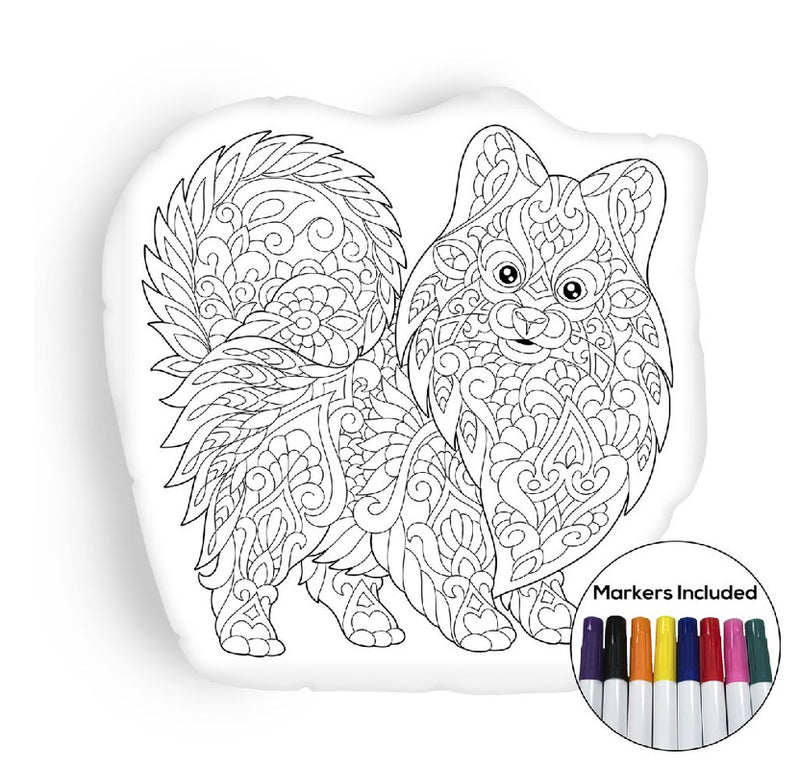 Pomeranian puppy coloring pillow Made In USA