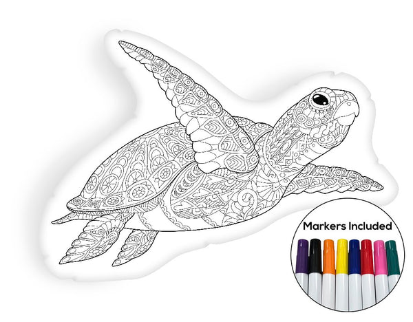 Underwater turtle coloring pillow Made In USA