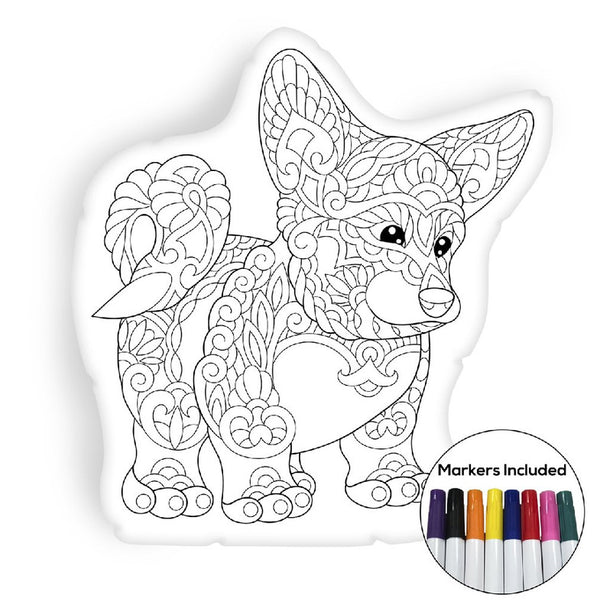 Welsh corgi puppy coloring pillow Made In USA