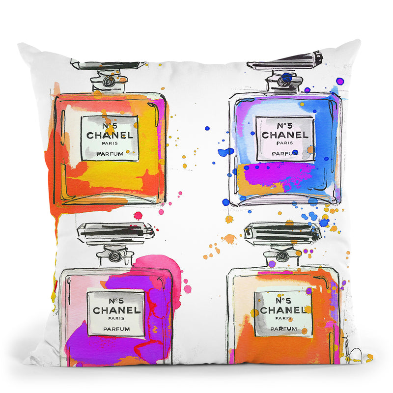 Multi Color Chanel BottlesÊ Throw Pillow by Jodi Pedri