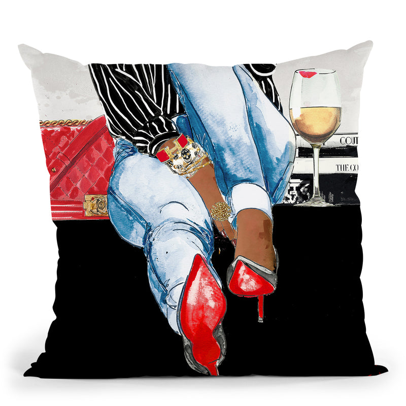 Wine Time I Throw Pillow by Jodi Pedri