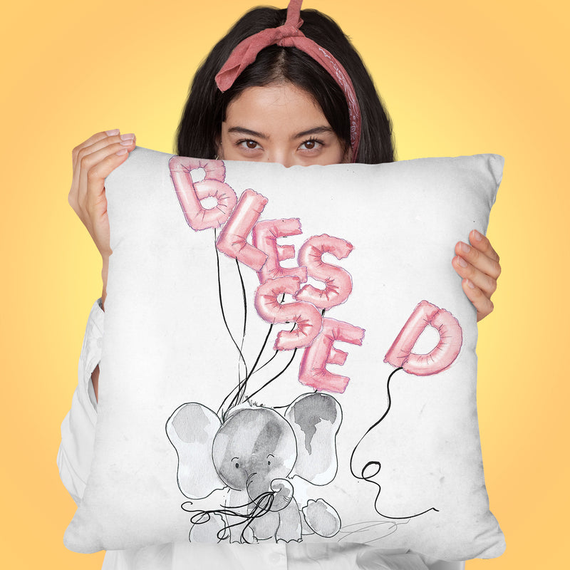 Blessed Pink Throw Pillow by Jodi Pedri
