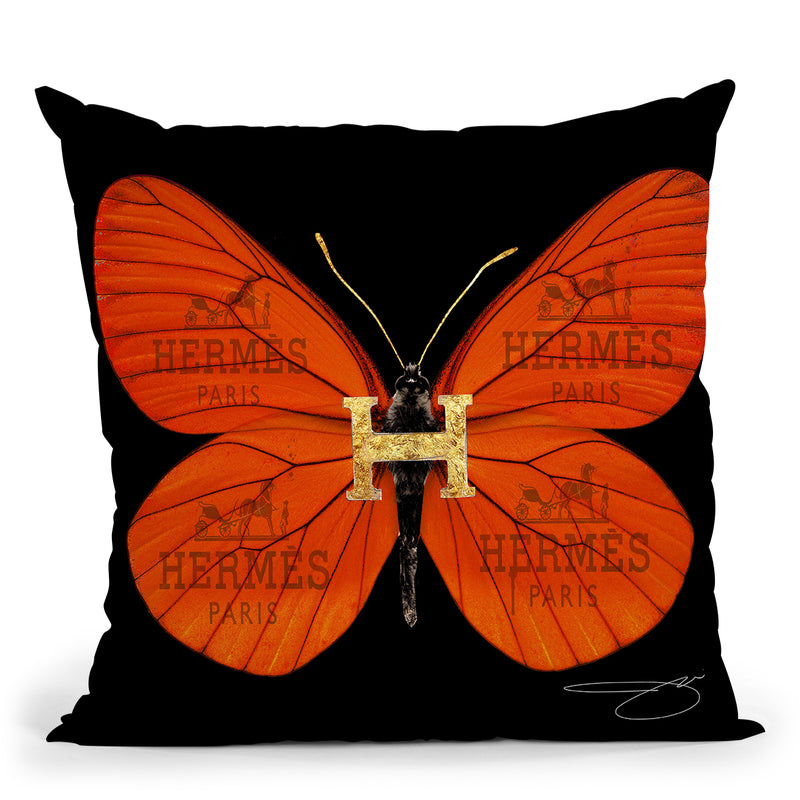 Fly Like Butterfly H Throw Pillow by Jodi Pedri