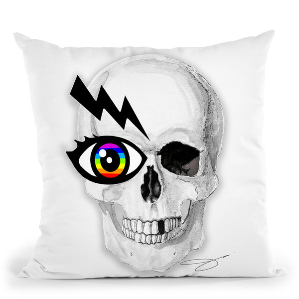 Rainbow Eye Skull Throw Pillow by Jodi Pedri
