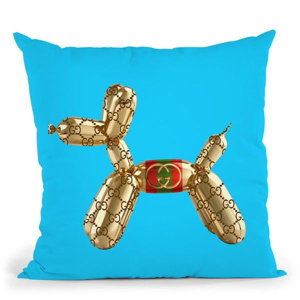 Designer G Pup Blue Throw Pillow By Jodi Pedri - by all about vibe