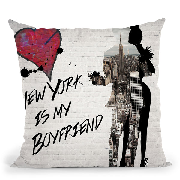 New York Is My Boyfriend Throw Pillow by Jodi Pedri