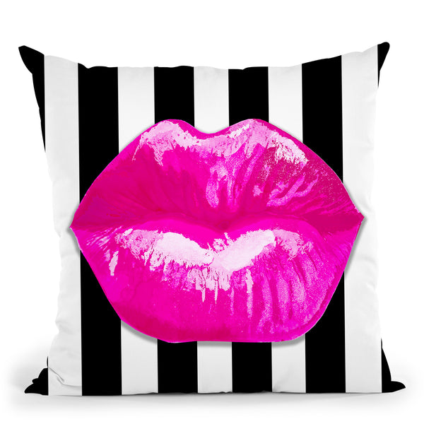 Pucker Up Pink Throw Pillow by Jodi Pedri