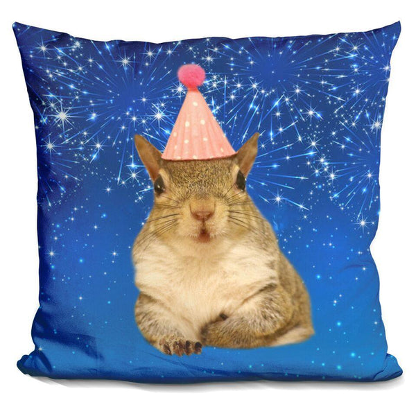 Jill Birthday Hat Fireworks Throw Pillow