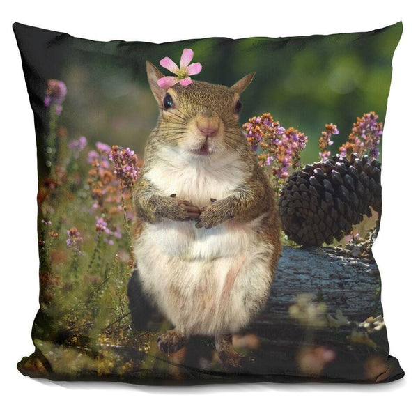 Jill With Flower In Forestuare Throw Pillow