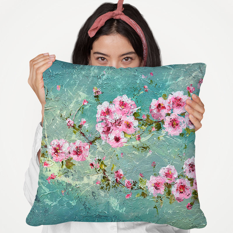 Pink Cherry Blossoms Throw Pillow By Kathleen Reits