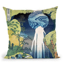 The Amida Falls Throw Pillow By Katsushika Hokusai
