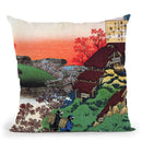 Women Returning Home Throw Pillow By Katsushika Hokusai