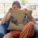 Gamecocks Throw Pillow By Katsushika Hokusai