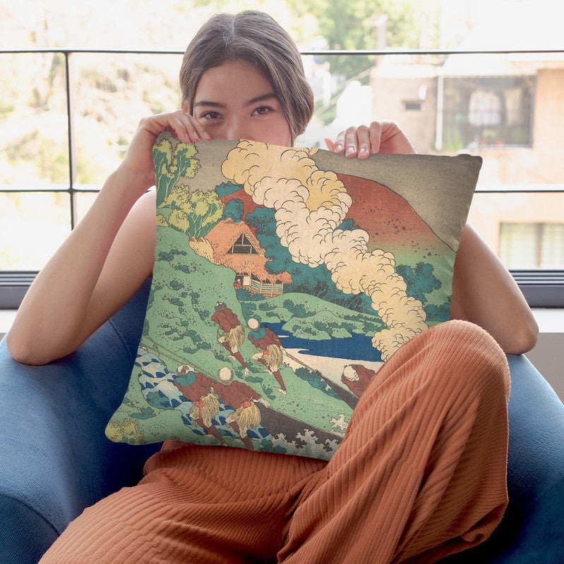 Poem By Kakinomoto Hitomaro Throw Pillow By Katsushika Hokusai