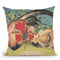 Rooster, Hen And Chicken With Spiderwort Throw Pillow By Katsushika Hokusai