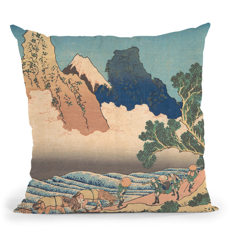 View From The Other Side Of Fuji From The Minobu River (Minobugawa Ura Fuji) Throw Pillow By Katsushika Hokusai