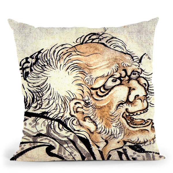Head Of An Old Manhokusai Throw Pillow By Katsushika Hokusai