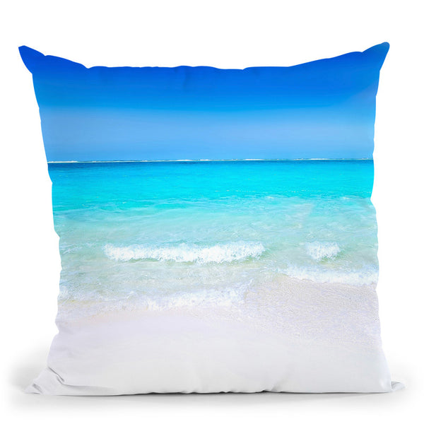 White Beach Throw Pillow By Little Pitti