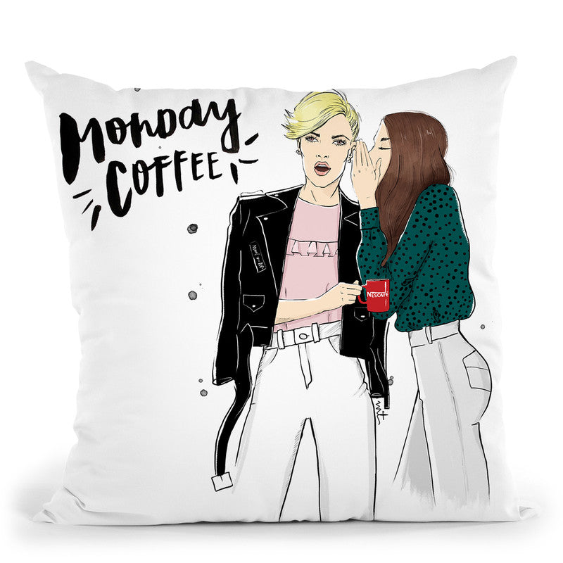 Monday Coffee Secrets Throw Pillow By Maja Tomljanovic