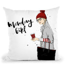 Monday Girl Winter Throw Pillow By Maja Tomljanovic