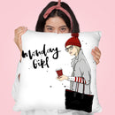 Monday Girl Winter Throw Pillow By Maja Tomljanovic