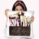 Make Up Brushes Throw Pillow By Mercedes Lopez Charro