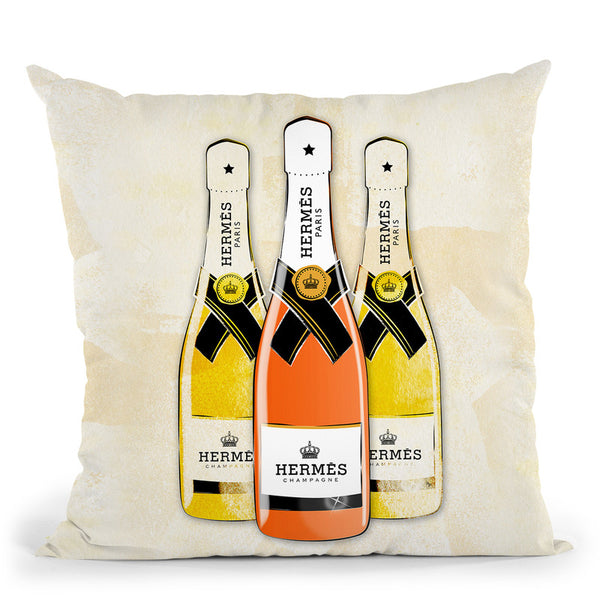 Hermes Champagne Throw Pillow By Martina Pavlova