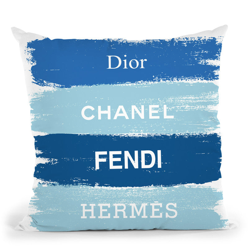 Blue Brands Throw Pillow By Martina Pavlova – All About Vibe