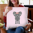 Flower Girl Elephant Pink Dots Throw Pillow By Monika Strigel