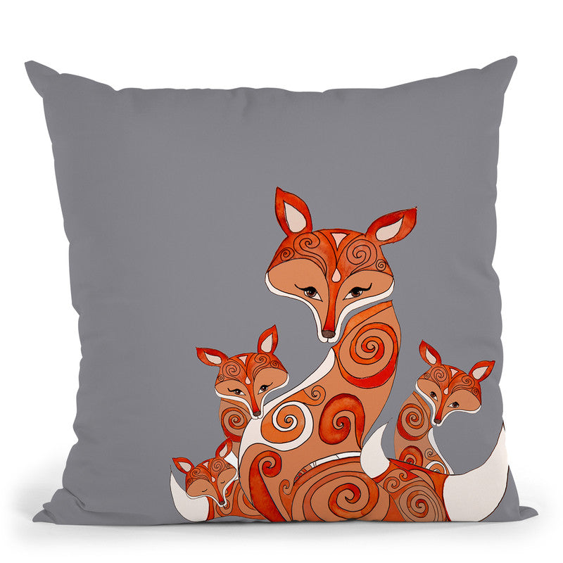 Fox Family Throw Pillow By Monika Strigel