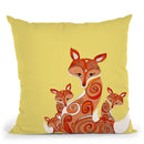 Fox Family Yellow Bearbeitet Throw Pillow By Monika Strigel