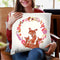 Fox & Flowers Original Warm Neutral Throw Pillow By Monika Strigel