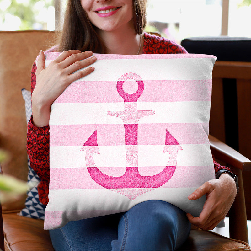 Anchor Vintage Pink Throw Pillow By Monika Strigel