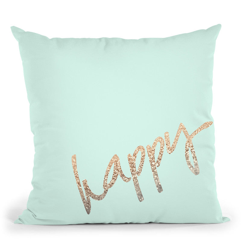 Happy Gold Sweet Mint Throw Pillow By Monika Strigel