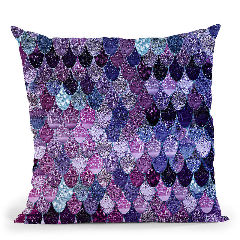 Happy Mermaid Dark Purple Throw Pillow By Monika Strigel