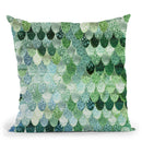 Happy Mermaid Green And Mint Throw Pillow By Monika Strigel