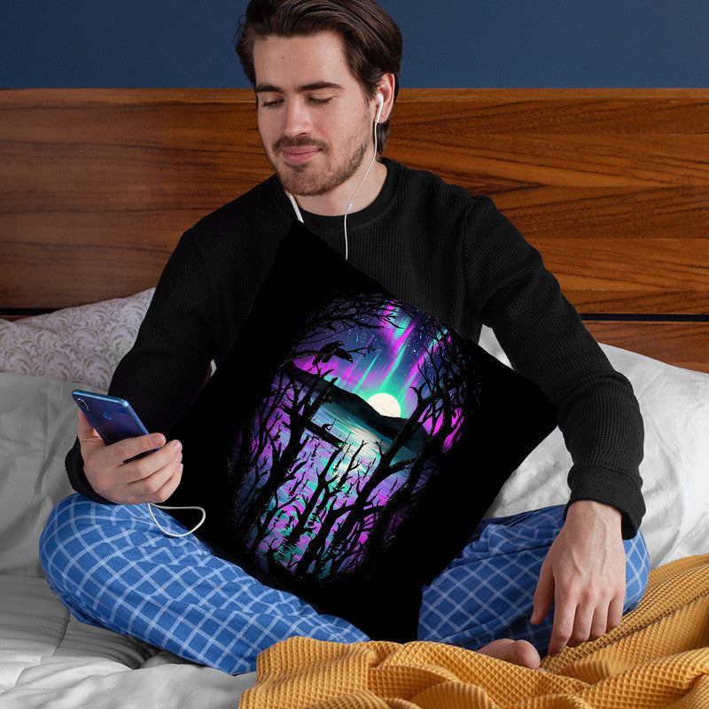 Night With Aurora Throw Pillow By Nicebleed