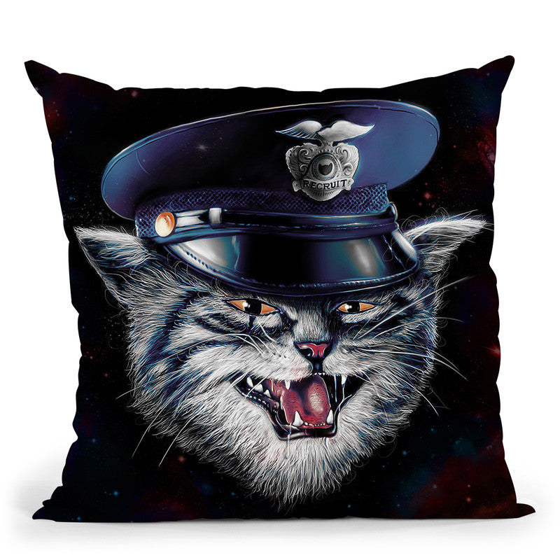 Police Cat Throw Pillow By Nicebleed