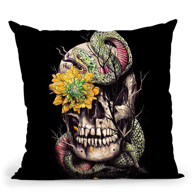Snake And Skull I Throw Pillow By Nicebleed