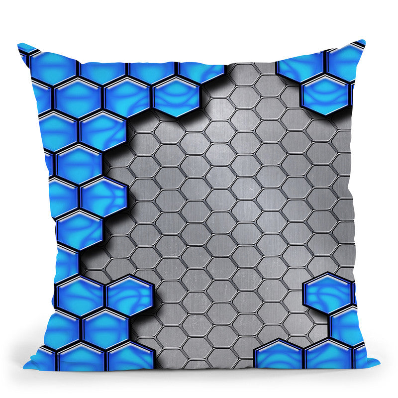 Blue Metallic Scale Throw Pillow By Niklas Gustafson