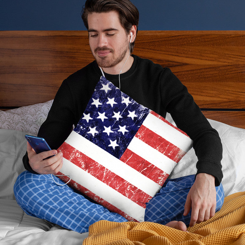 American Grunge Flag Throw Pillow By Niklas Gustafson