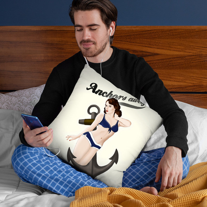 Anchors Aweigh - Classic Pin Up Throw Pillow By Niklas Gustafson