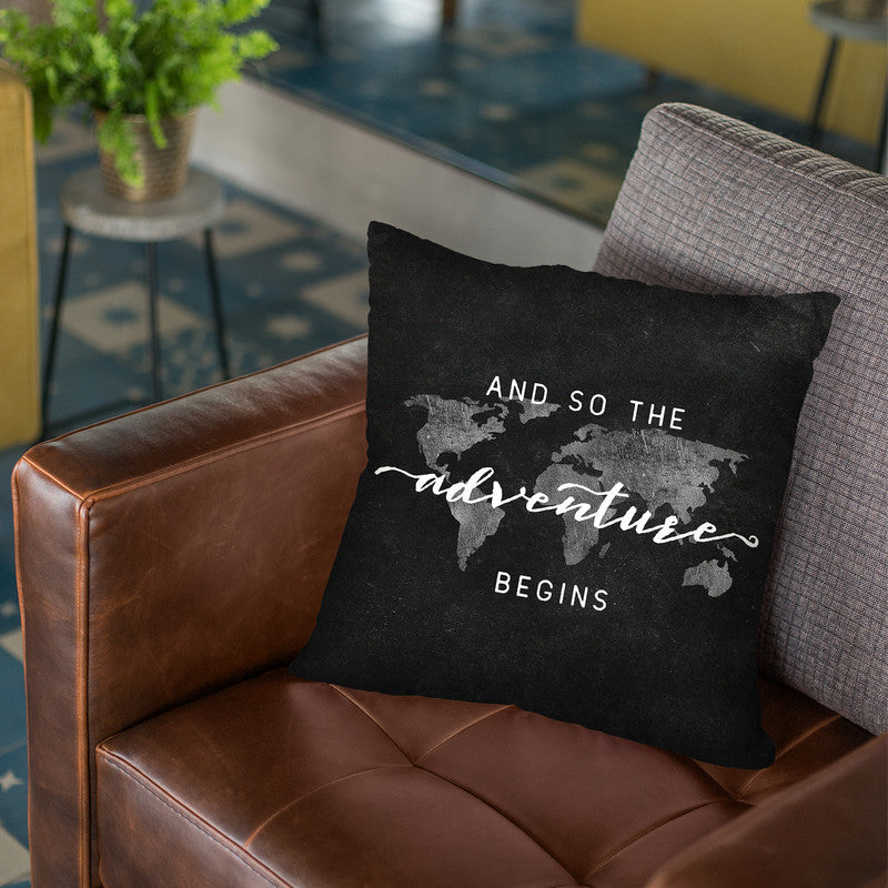 And So The Adventure Begins World Map Throw Pillow By Nature Magick