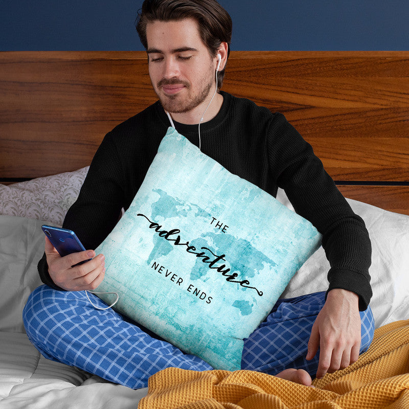 Teal World Map Adventure Never Ends Ii Throw Pillow By Nature Magick