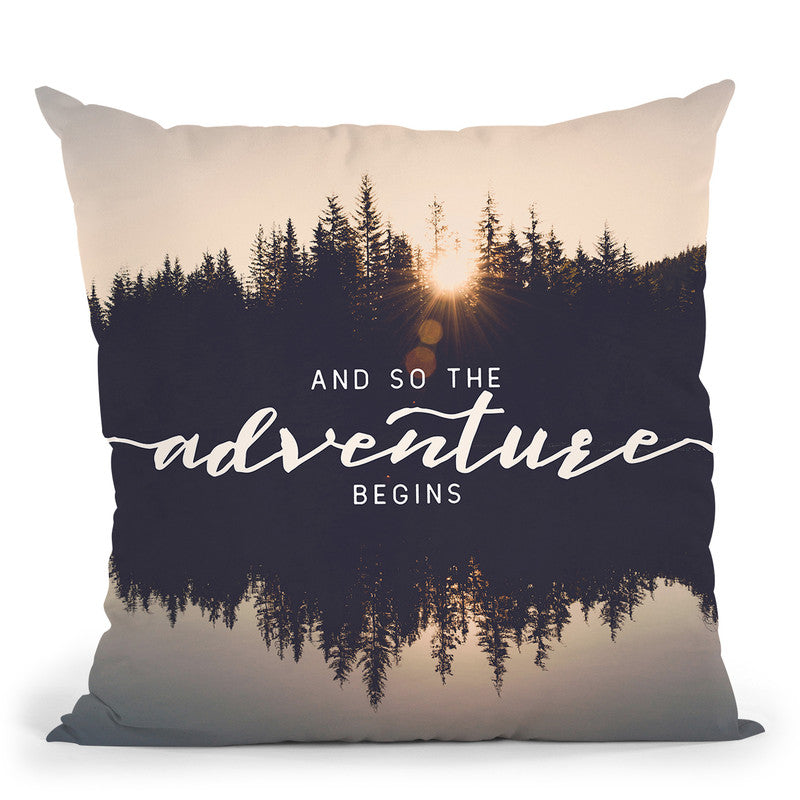 And So The Adventure Begins Forest Reflection Throw Pillow By Nature Magick