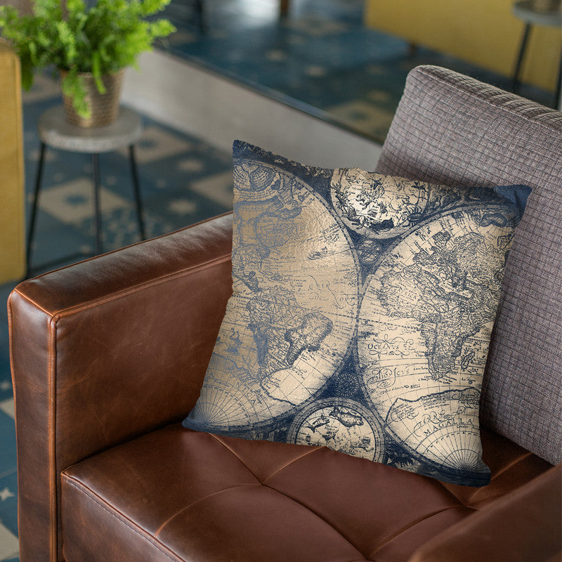 Vintage World Map Black And Teal Iii Throw Pillow By Nature Magick