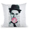 Charlie Chaplin With Bubble Gum Throw Pillow By Not Much To Say