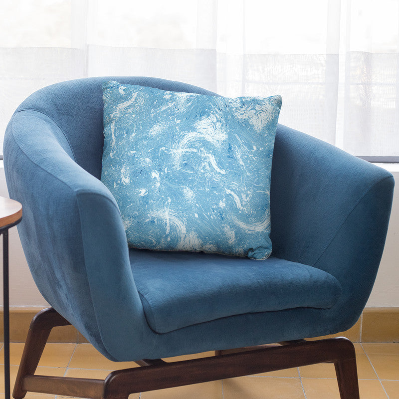Abstract Dripping Painting Blue Throw Pillow By Ninola Design